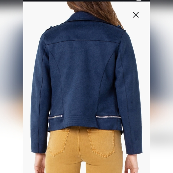 Liverpool Faux Suede Moto Jacket with Silver Detailing - Picture 7 of 13